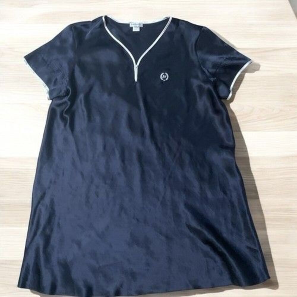 Jones New York Light Satin Midi Slip Dress Women Plus‎ Size 3X Navy Blue